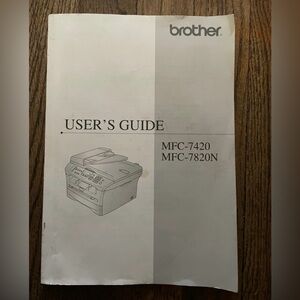 Original Brother User's Guide Manual MFC-7420 & MFC-7820N Laser Printer